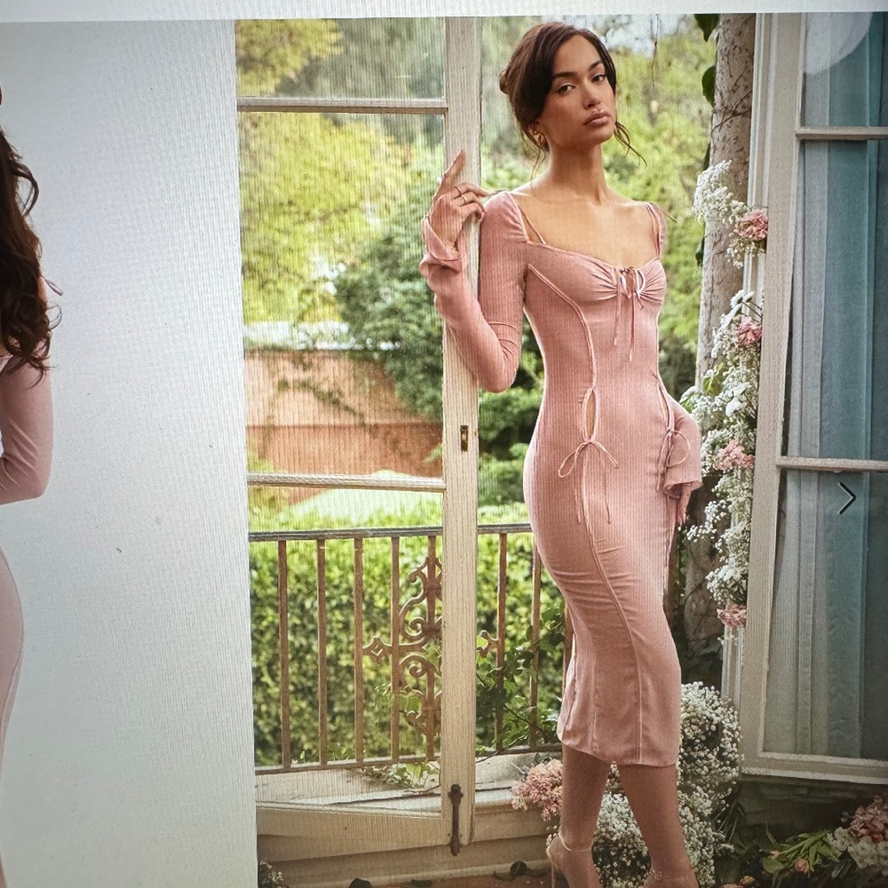 House of CB, Blush Crystal cutout Midi Dress, size L